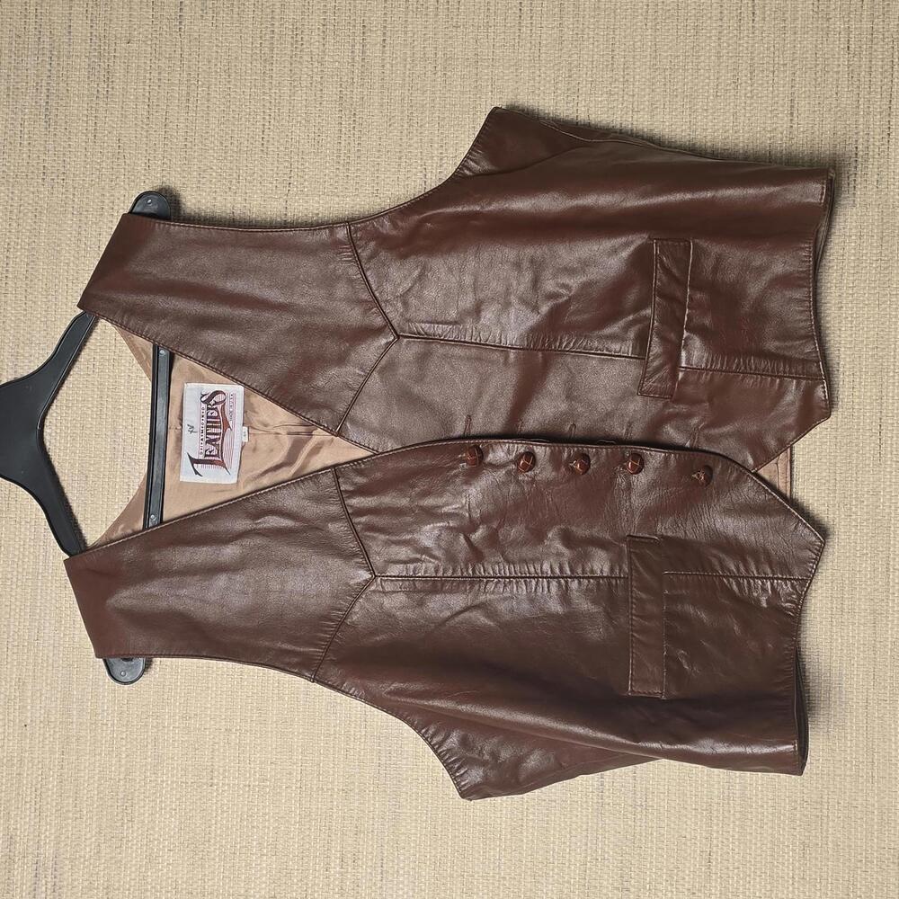 Vintage Brown Leather Vest by Diamond Leather's - Stylish & Versatile